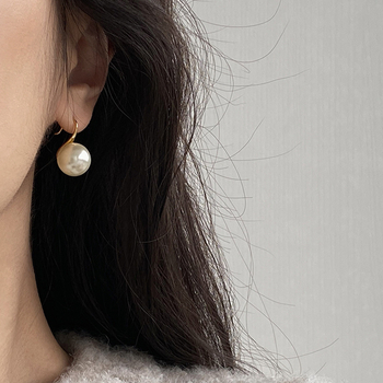 Pärl auskarid kõrva konksudega, Korea stiilis, värsked ja magusad, vask, bränd Luyi, geomeetriline kujundus
