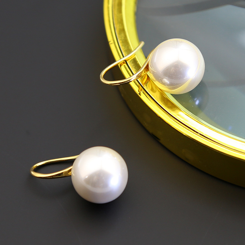 Pärl auskarid kõrva konksudega, Korea stiilis, värsked ja magusad, vask, bränd Luyi, geomeetriline kujundus