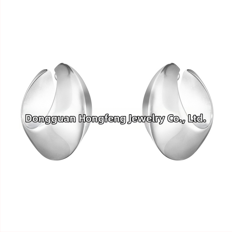 Naiste retro rõngakujuline kõrva klipp, geomeetriline ringikujuline disain, messing + valge teras, elektroplatineerimine