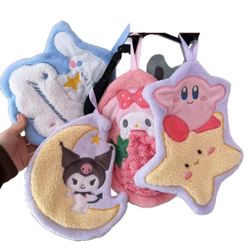 Rankų rankšluostis su mielu karikatūriniu ilgu ausų šuniu Kulomi, siuvinėtas koralo veliūro audinyje, svoris 30-50 g, 150D