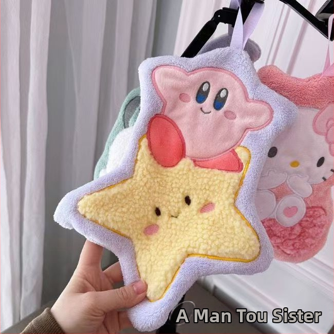 Rankų rankšluostis su mielu karikatūriniu ilgu ausų šuniu Kulomi, siuvinėtas koralo veliūro audinyje, svoris 30-50 g, 150D