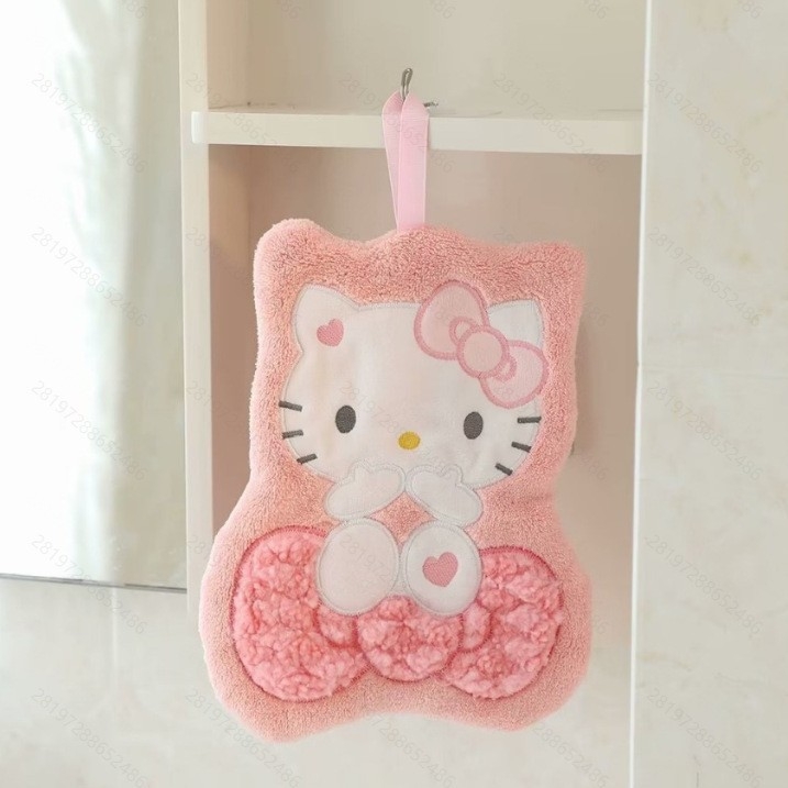 Rankų rankšluostis su mielu karikatūriniu ilgu ausų šuniu Kulomi, siuvinėtas koralo veliūro audinyje, svoris 30-50 g, 150D