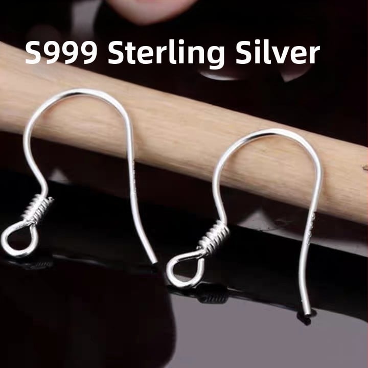 S999 hõbedased kõrva konksud – käsitsi valmistatud täielik komplekt, hüpoallergeensed, ei muutu värvi, lihtsad ja mitmekülgsed poolvalmis konksud