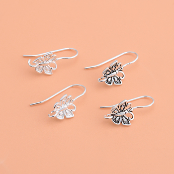 Componente pentru cercei DIY din argint 925, motif fluture vintage, inel deschis pentru cercei