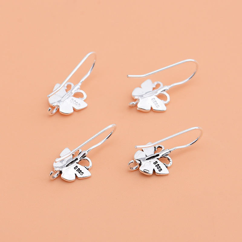 Componente pentru cercei DIY din argint 925, motif fluture vintage, inel deschis pentru cercei