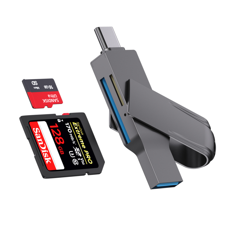 5-u-1 USB-C čitač kartica, USB 3.0 OTG, SD/TF podrška, kućište od cinkovog legura