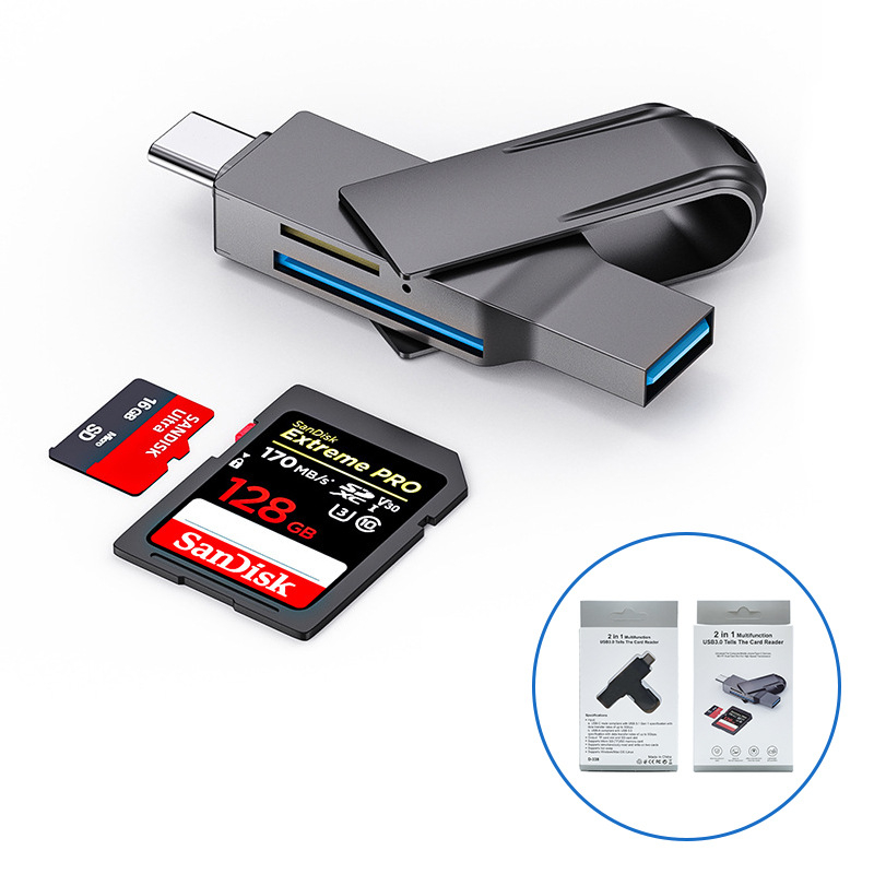 5-u-1 USB-C čitač kartica, USB 3.0 OTG, SD/TF podrška, kućište od cinkovog legura