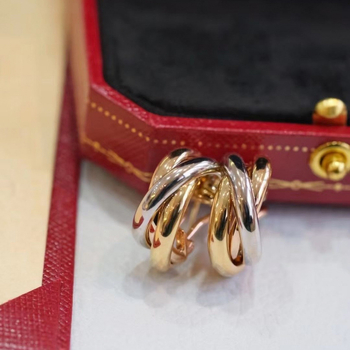 Cercei din argint 925, design geometric cu trei inele, placare cu aur 18K, origine Guangzhou