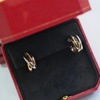 Cercei din argint 925, design geometric cu trei inele, placare cu aur 18K, origine Guangzhou