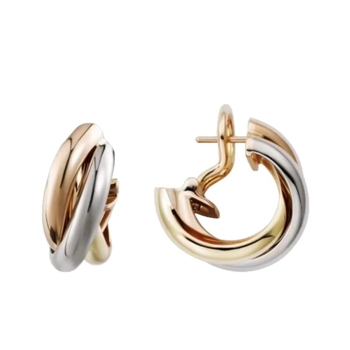 Cercei din argint 925, design geometric cu trei inele, placare cu aur 18K, origine Guangzhou