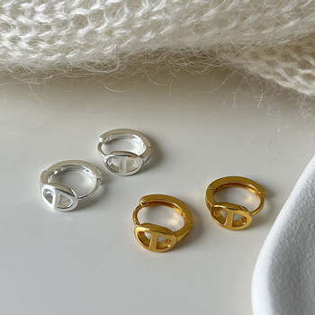 Обеци с 925 сребърна игла, кухo свинско носче, минималистичен геометричен стил, пролет 2022