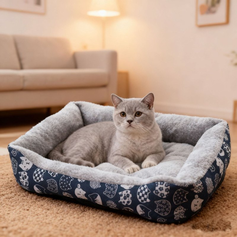 Гнездо за домашни любимци за кучета – Памук и лен, Миещ се, Без монтаж