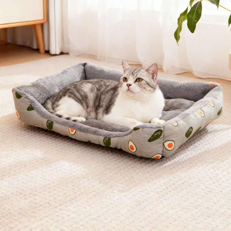 Гнездо за домашни любимци за кучета – Памук и лен, Миещ се, Без монтаж