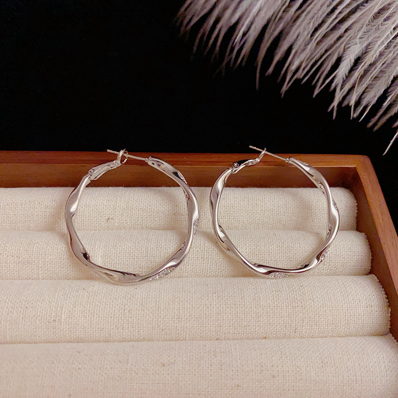 Cercei din cupru, design geometric retro, placare cu aur real, brand Korean Dupin.