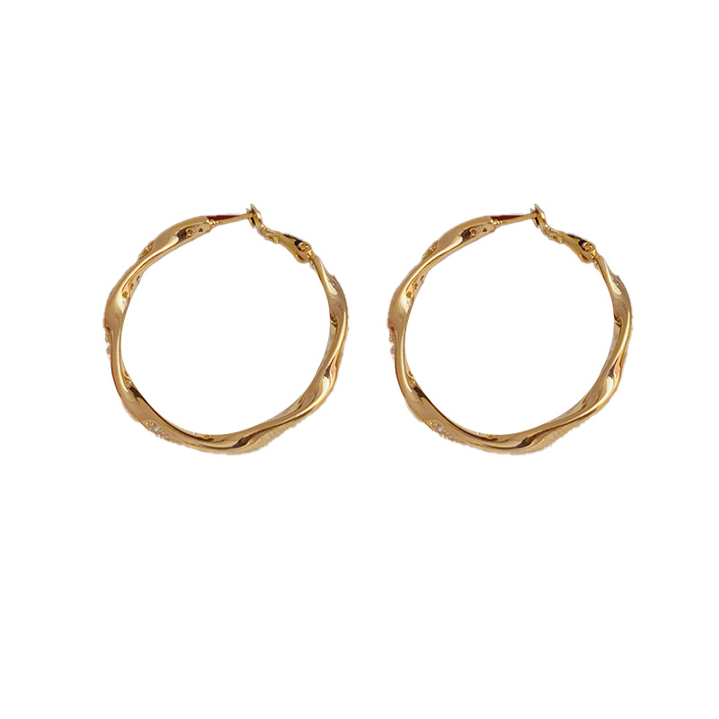 Cercei din cupru, design geometric retro, placare cu aur real, brand Korean Dupin.