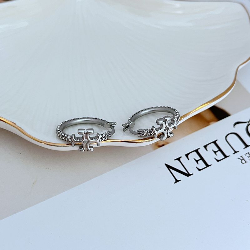 Metalne naušnice geometrijskog oblika s rhinestones i motivom engleskih slova, za žene, elektroplatirano
