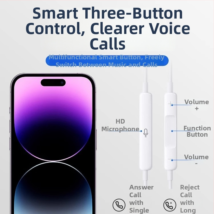 Bone Quality 008 Laidinės In-Ear ausinės, 1,2 m kabelis, suderinama su iOS