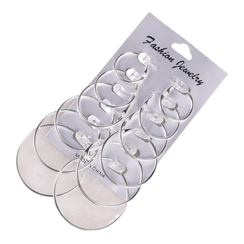 Комплект от 6 двойки железни кръгли халки обеци, стил студен вятър, електроплакиране