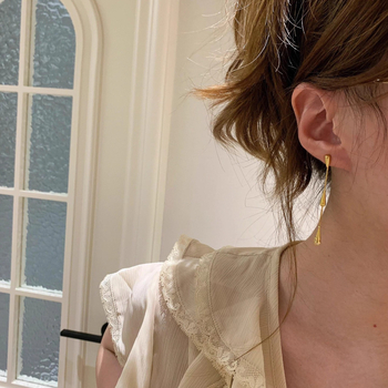 Обeци - капковидни висящи с ресни, титаниева стомана - пролет 2025, Old Money стил, за жени