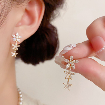 Обеци от мед, във форма на цветя, семпъл стил, за жени