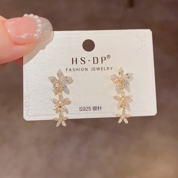 Обеци от мед, във форма на цветя, семпъл стил, за жени