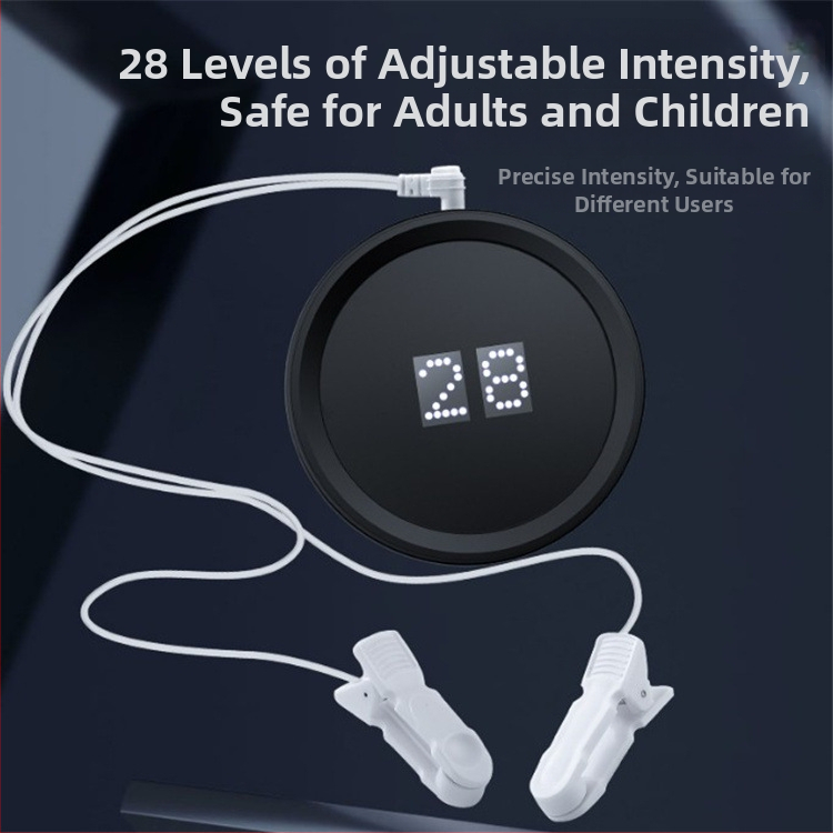 Masážny prístroj na spanie s klipom na ucho a mikroprúdovými nízkofrekvenčnými impulzmi, nabíjateľná zabudovaná batéria 500–800 mAh, výdrž batérie 6–8 h, LED displej, infračervená fyzioterapia a časovač