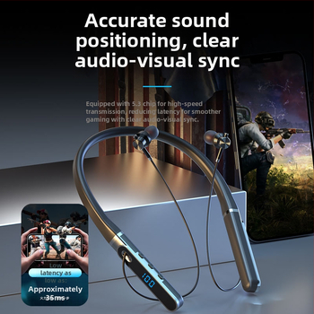 Aaalbl Bluetooth slúchadlá s krkom pre karaoke a živý prenos – Stereo zvuk, Bluetooth 5.4, dosah 10 m, výdrž batérie 4–8 hodín, Digitálny displej