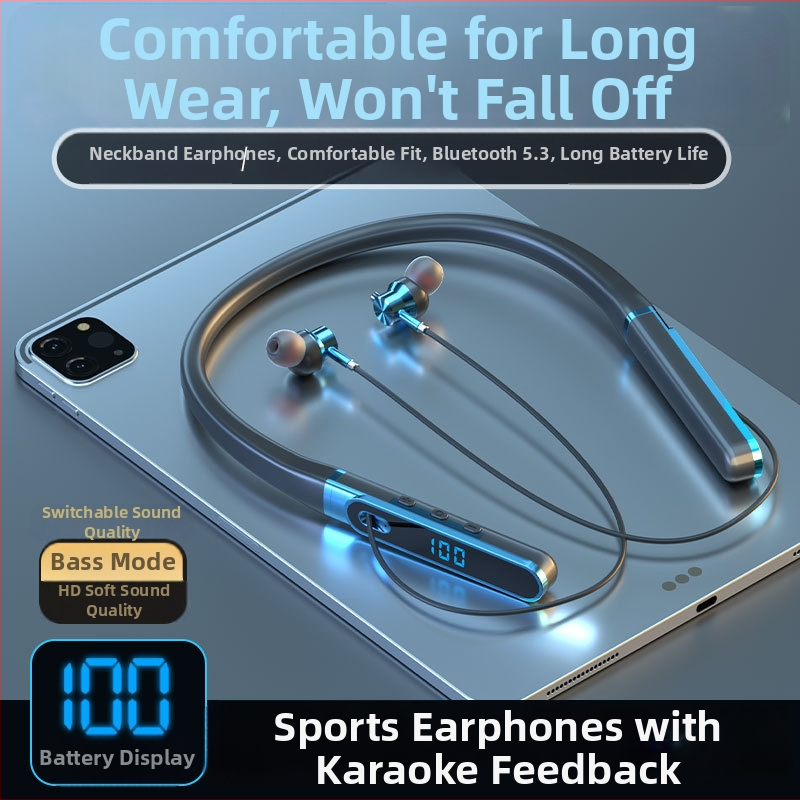 Aaalbl Bluetooth slúchadlá s krkom pre karaoke a živý prenos – Stereo zvuk, Bluetooth 5.4, dosah 10 m, výdrž batérie 4–8 hodín, Digitálny displej