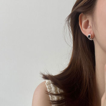 Cercei din cupru cu cerc geometric, placare electrolitică, Han Sha, stil japono-coreean