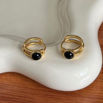 Cercei din cupru cu cerc geometric, placare electrolitică, Han Sha, stil japono-coreean