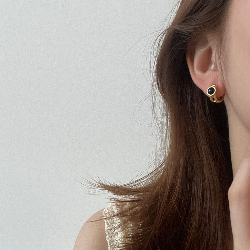 Cercei din cupru cu cerc geometric, placare electrolitică, Han Sha, stil japono-coreean