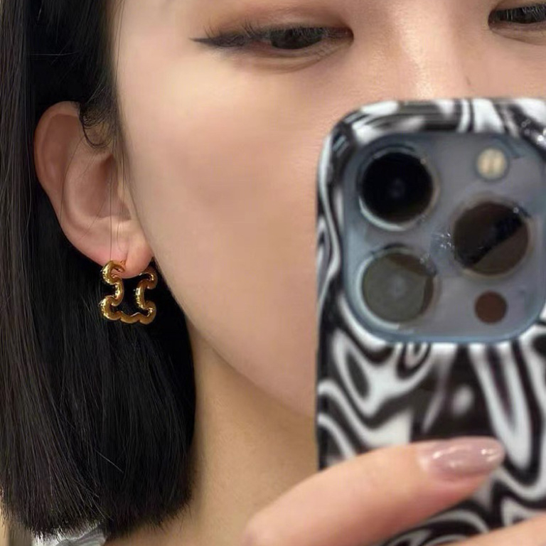 Cercei - design geometric inspirat de Arc de Triomphe, cupru, electroplacare, stil vânt rece, Bersalia