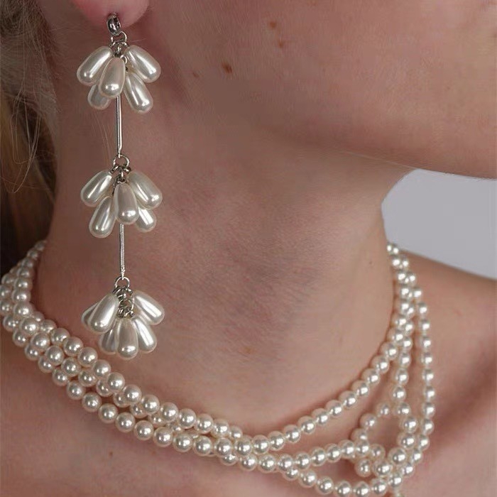 Медни обици с перли и ресни – геометричен стил, за жени, пролет 2025