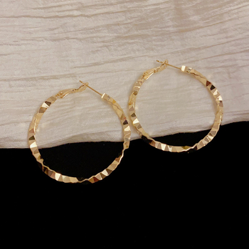 Геометрични медни обеци с реално златно покритие, корейски стил, лек лукс