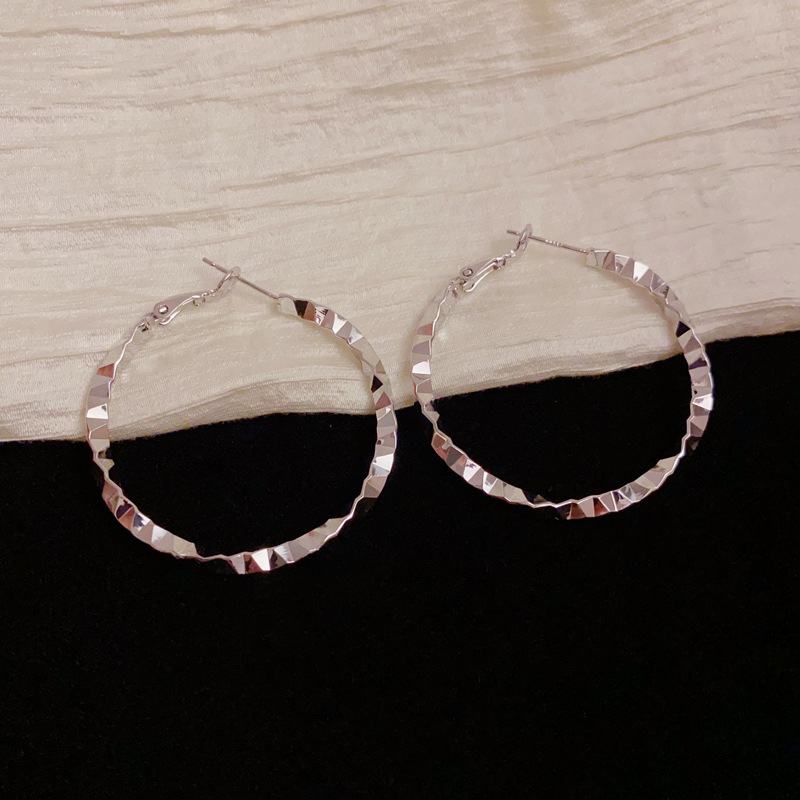 Геометрични медни обеци с реално златно покритие, корейски стил, лек лукс