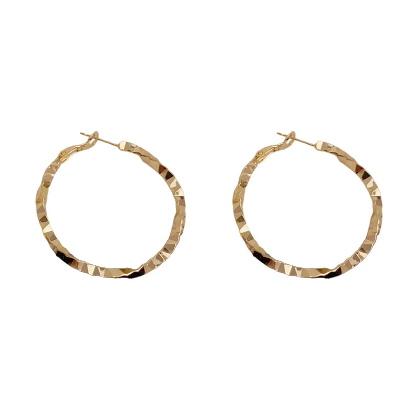 Геометрични медни обеци с реално златно покритие, корейски стил, лек лукс