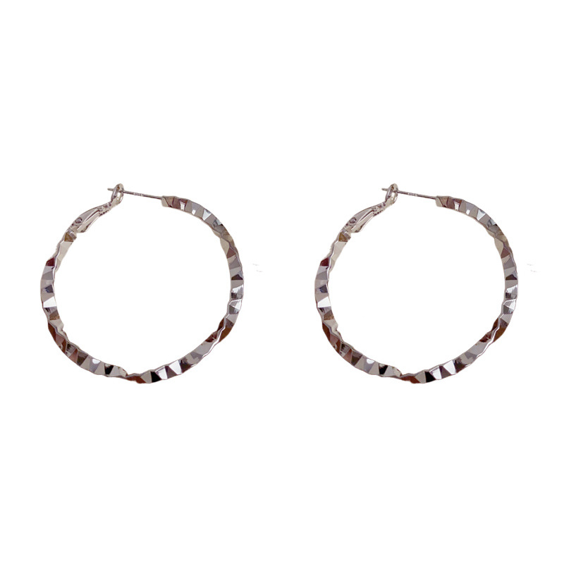 Геометрични медни обеци с реално златно покритие, корейски стил, лек лукс