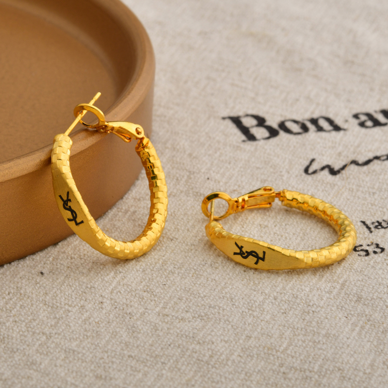 Cercei din cupru, formă litere/numere/text, placare electrolitică, brand Yihong, toamnă 2024, pentru femei