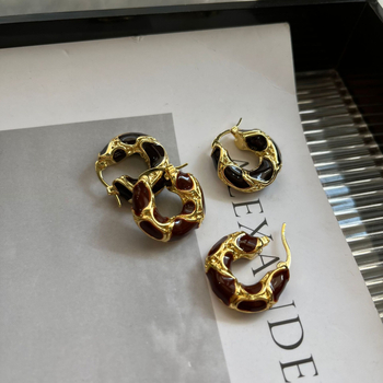 Cercei geometrice din cupru, placare aurie, stil fashion OL, pentru femei