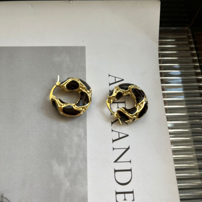 Cercei geometrice din cupru, placare aurie, stil fashion OL, pentru femei