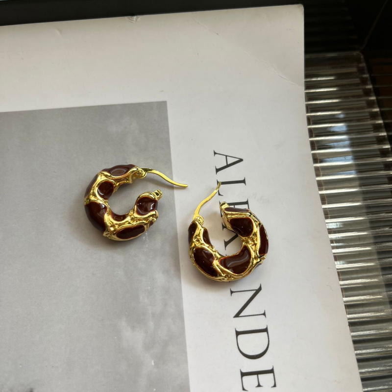 Cercei geometrice din cupru, placare aurie, stil fashion OL, pentru femei