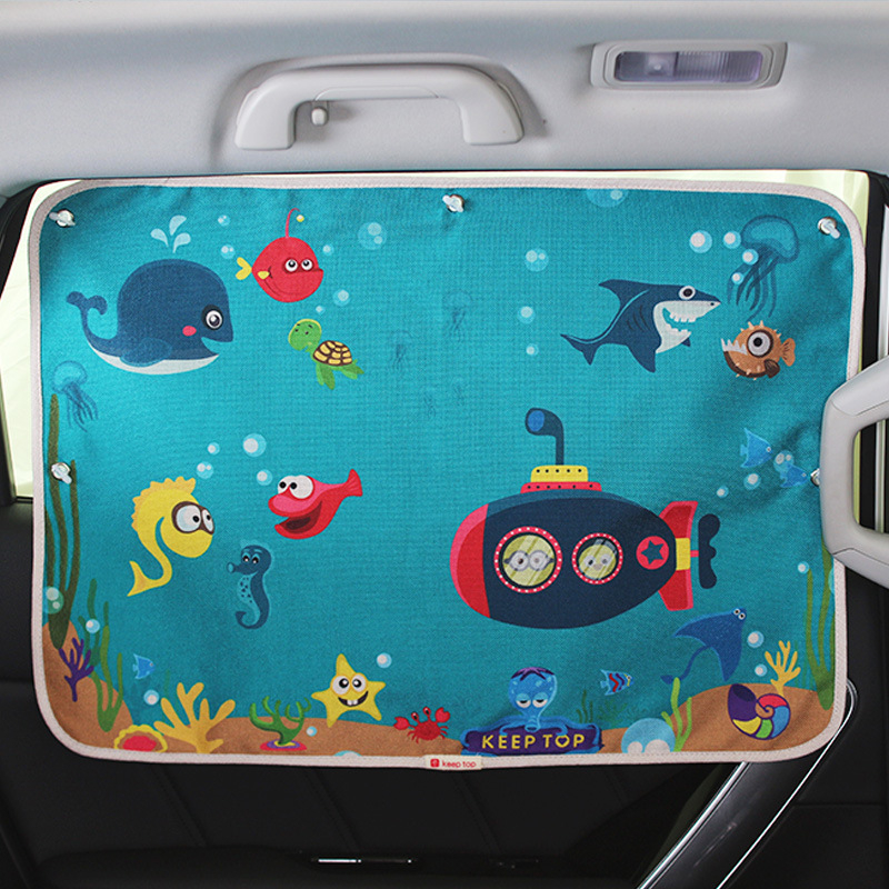 KEEP TOP Bočna zaštita automobila za sunce s vakuumom, materijal: imitacija pamuka-lana + srebrna podstava, univerzalna prilagodba, težina 192 g