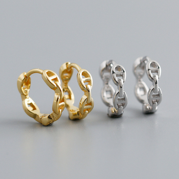 Náušnice zo striebra S925, geometrický reťazový dizajn, elektroplátované, pre ženy