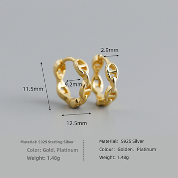 Náušnice zo striebra S925, geometrický reťazový dizajn, elektroplátované, pre ženy