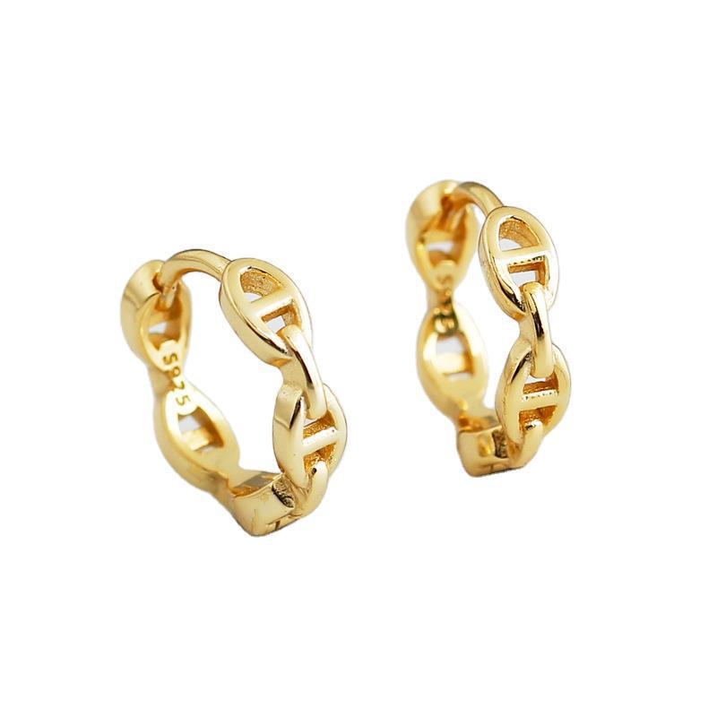 Náušnice zo striebra S925, geometrický reťazový dizajn, elektroplátované, pre ženy