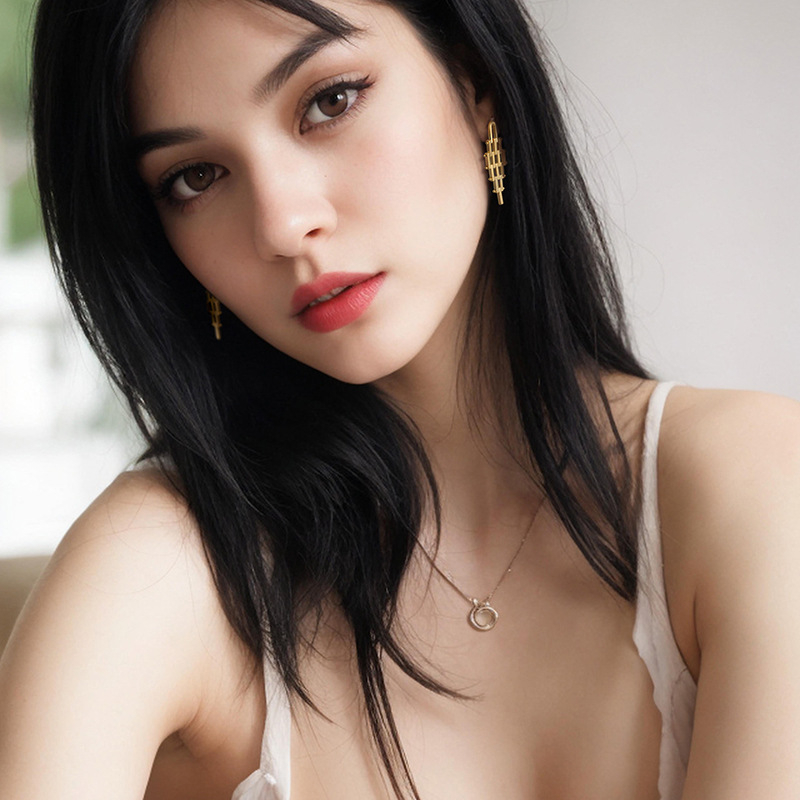Naušnice Yi Hong: bakar, elektroplatiranje, geometrijski stil, osobni trend, za žene