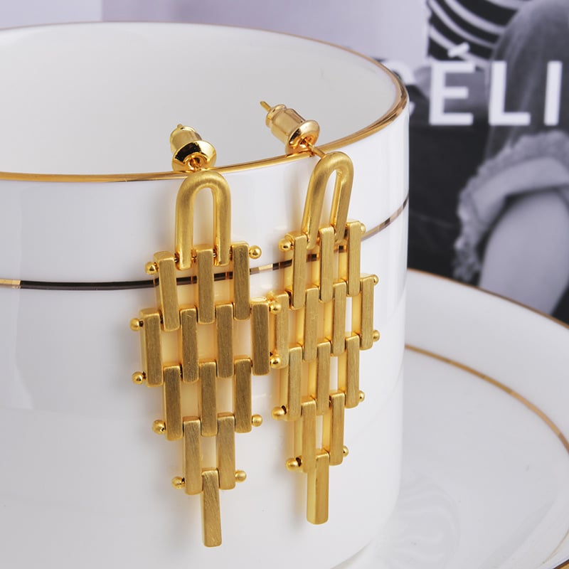 Naušnice Yi Hong: bakar, elektroplatiranje, geometrijski stil, osobni trend, za žene