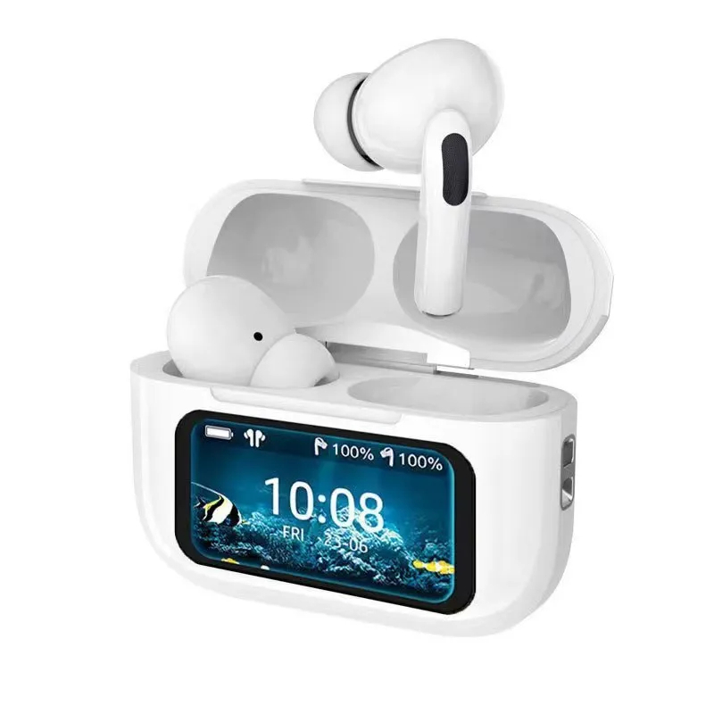 Bežične Bluetooth slušalice s dodirnim zaslonom, TWS polu-uho dizajn, ANC/ENC redukcija šuma, Bluetooth 5.4, trajanje baterije 4–8 sati