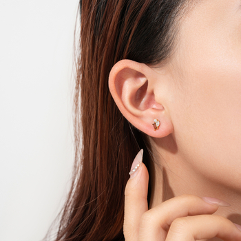 Студ обици от сребро 925 с геометричен дизайн, платина/18k златно покритие, марка Andy Wen