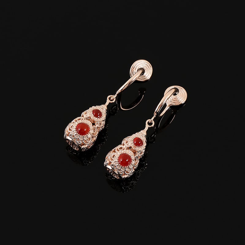 Clipsuri pentru urechi din cupru, în formă de dovleac, EH1387, placare electro, stil chinezesc, retro literar, accesorii pentru femei
